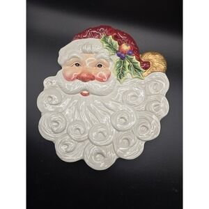 Fitz and Floyd Christmas Santa Claus Snack/Canape Holiday Plate